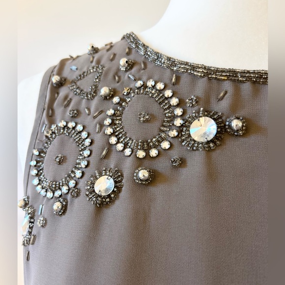 French Connection, Grey Beaded, Embroidered Tank, Elegant - size Medium approx - Picture 3 of 6